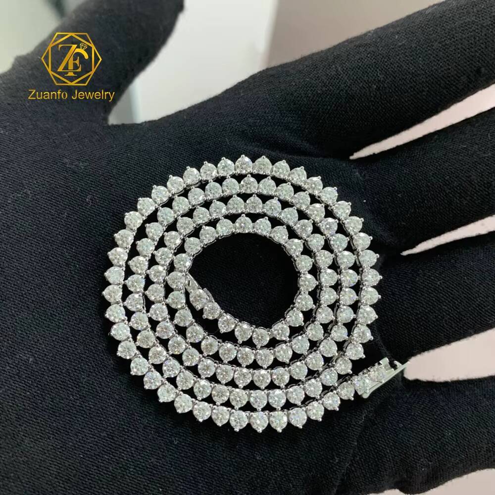 Christmas Custom Gift VVS Round Shape 3mm Colorless Loose Moissanite Lab Grown Diamond 14k Solid Gold Tennis Bracelet
