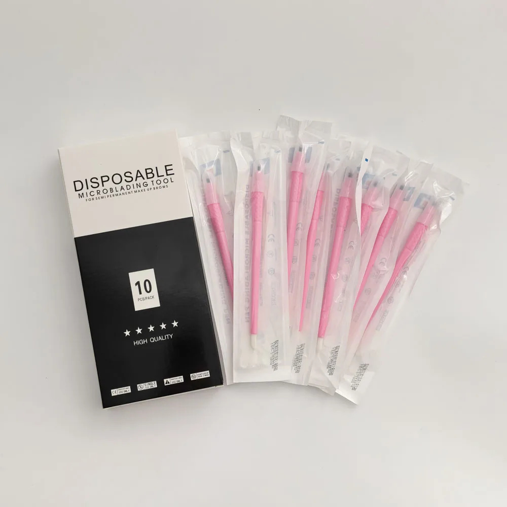 10Pcs 0.15mm 18U Disposable Microblading Tattoo Pen Permanent Makeup Eyebrow Manual Tattoo Pen 250712
