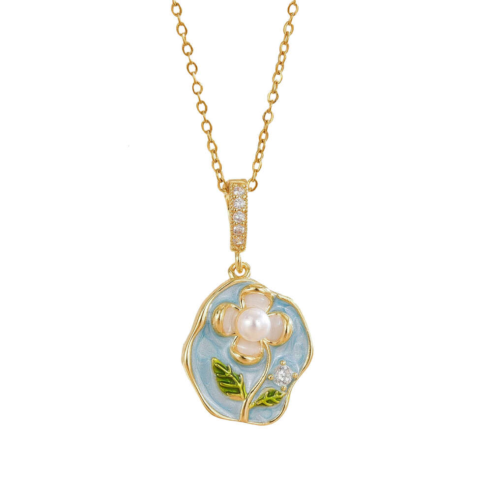Elegant Versatile Monet Garden Freshwater Pearl Oil Painting Style DIY Handmade Necklace Pendant Universal Clasp 3D3