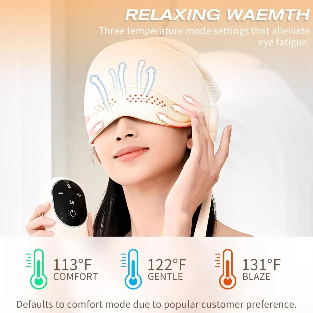 Air Pressure Head Massager with 6 Air Bag Electric Head Eye Massager 360 Degree Deep Relax and 3 Heat Mode for Improve Sleep 250716