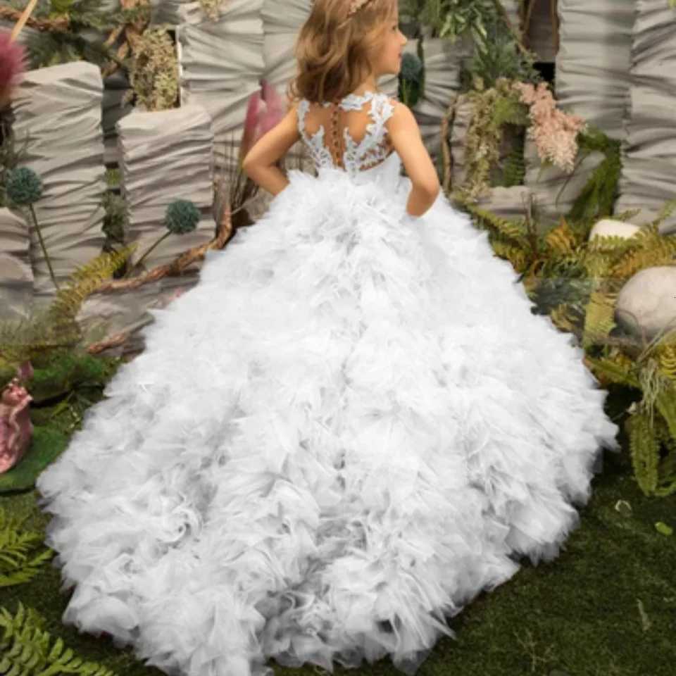 Pink Girl Princess Dress Lace Puffy Flower Girl Dresses Sleeve Cute Girl Birthday Dress Wedding Party Dress Baby Dress Z250716