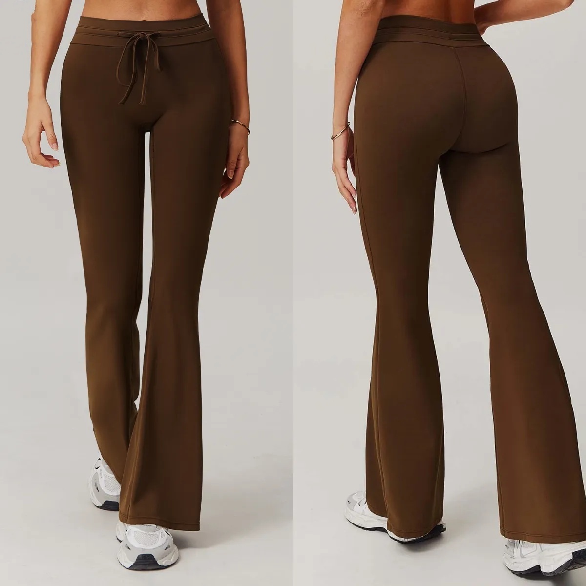 O724 Women High Waist Hip Lift Yoga Bell Bottom Pants - Wide Flared Pants Sports Casual Fitness Apparel for Europe & US