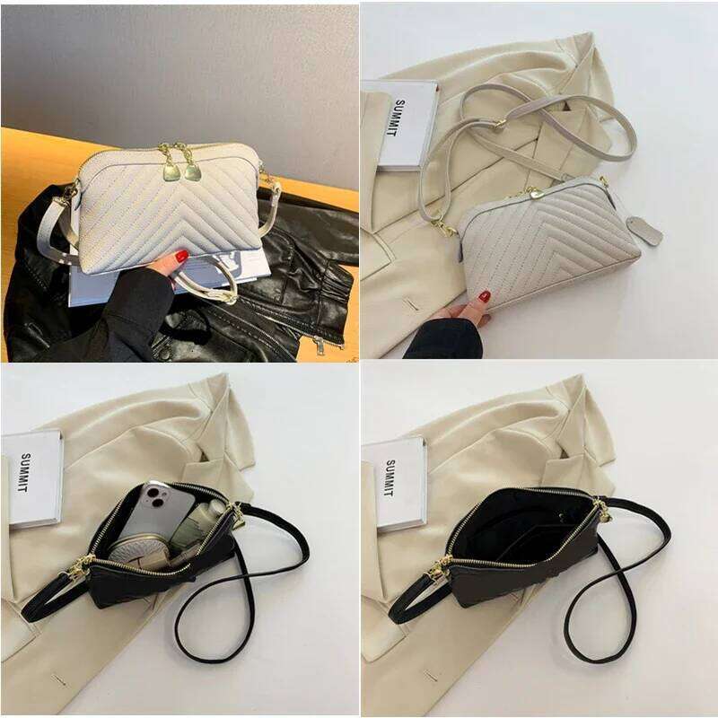 Women's Chain Shoulder Bags Gold PU Leather Shell Clip Designer Handbag Purse Party Wedding Clutch Fashion Messenger Bag