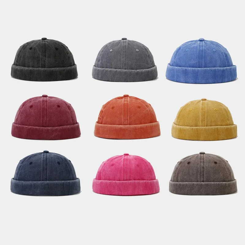 Wholesale Washed Docker Beanie Brimless Cap Hat Without Visor Solid Color Retro Vintage Street Style Spring Autumn Outdoor 250715