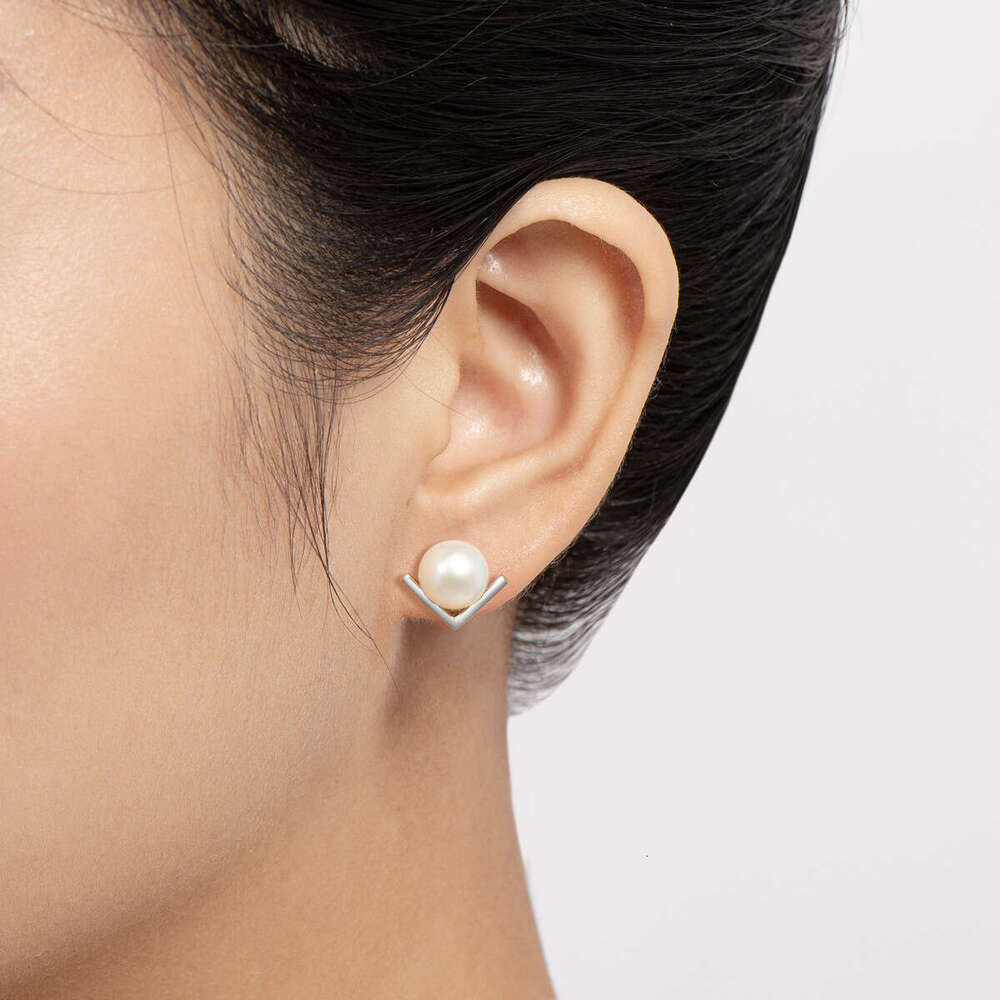 New Korean Style Elegant Bowknot Earrings For Women, Pure Sier Freshwater Pearl Ear Jewelry Afc