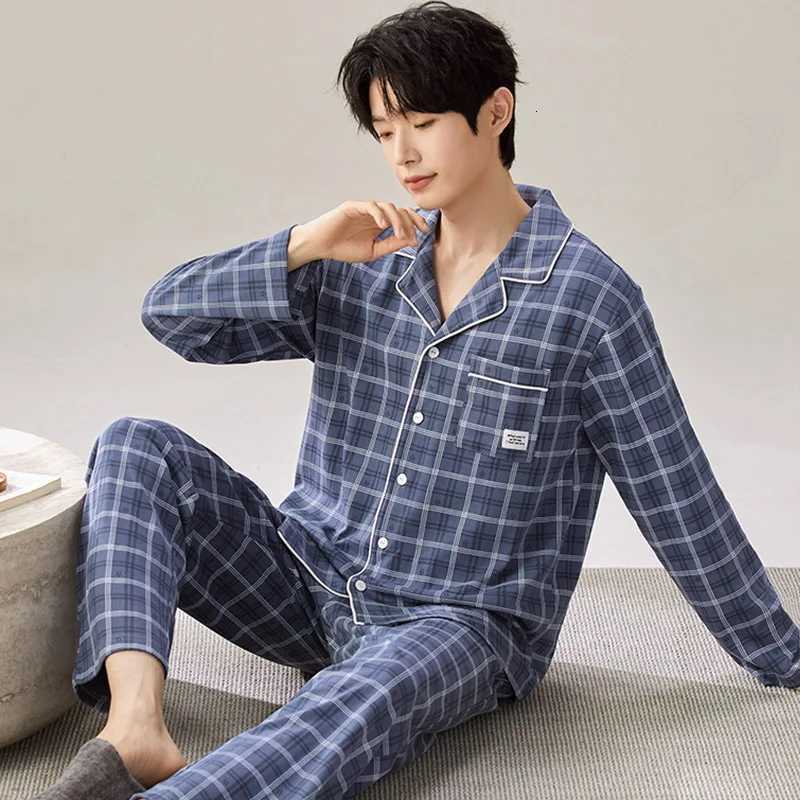 3XL Plus Size 00% Cotton Pajamas Set for Men Autumn Winter Long Sleeve Men Elegant Luxury Pajama Casual Loungewear for Boys W250717