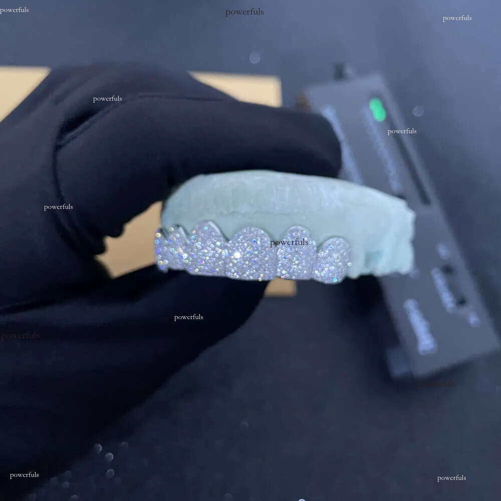 Custom Made Hip Hop Iced Out Sterling sier Jewelry Permanent Cut VVS Moissanite Dias Teeth Mouth Grillz