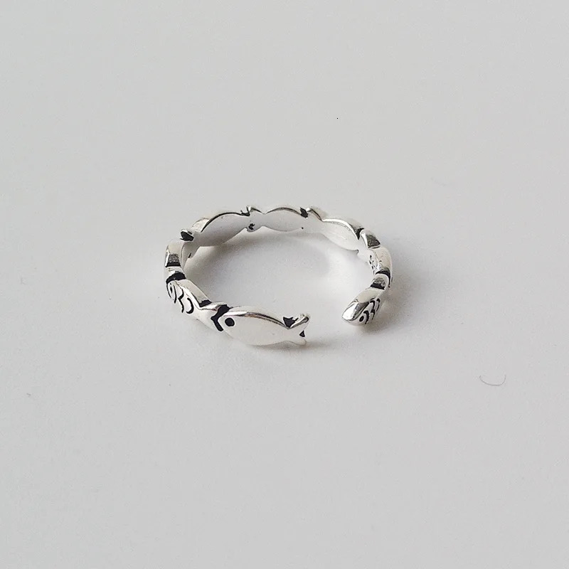 Vintage Silver Color Fish Couple Rings for Women Lover Fashion Creative Adjustable Opening Finger Ring Jewelry Valentines Day 250704