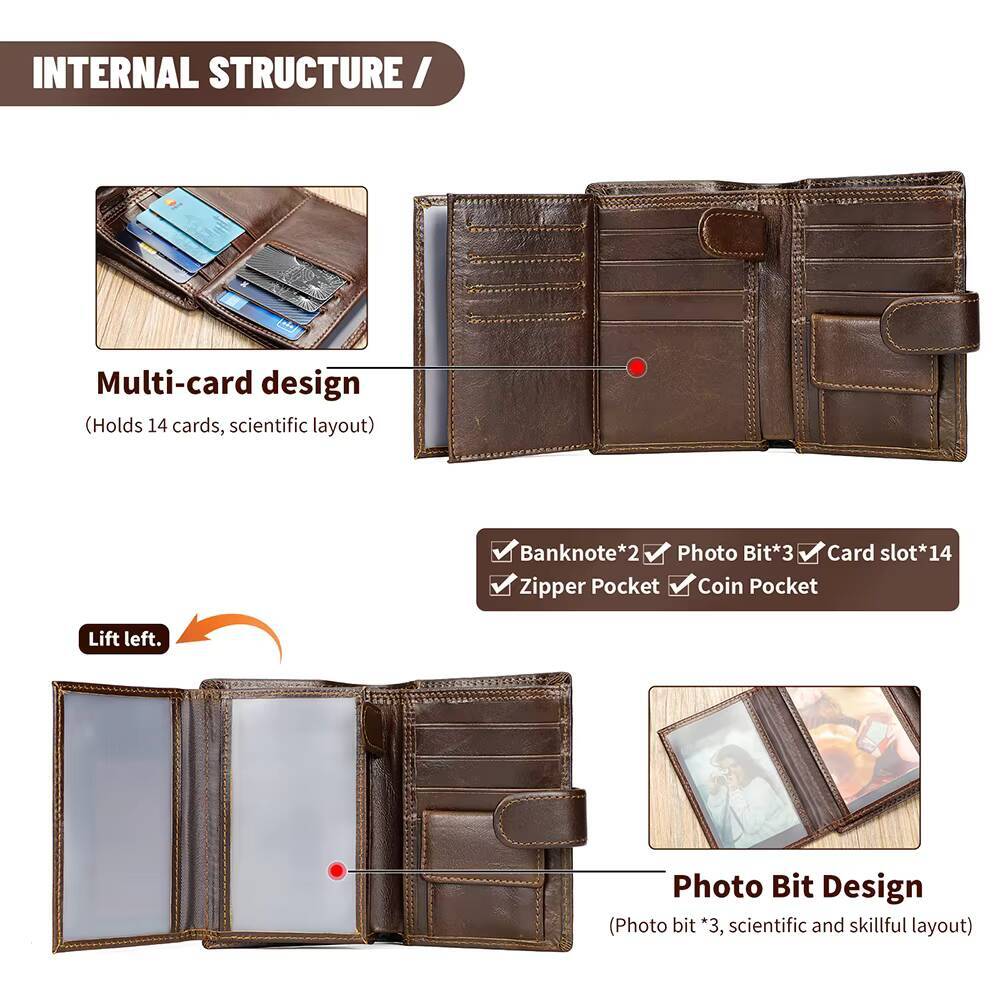 WESTAL Leather Mens Trend Multi-Functional First Layer Cowhide Premium Passport Wallet ddmynov
