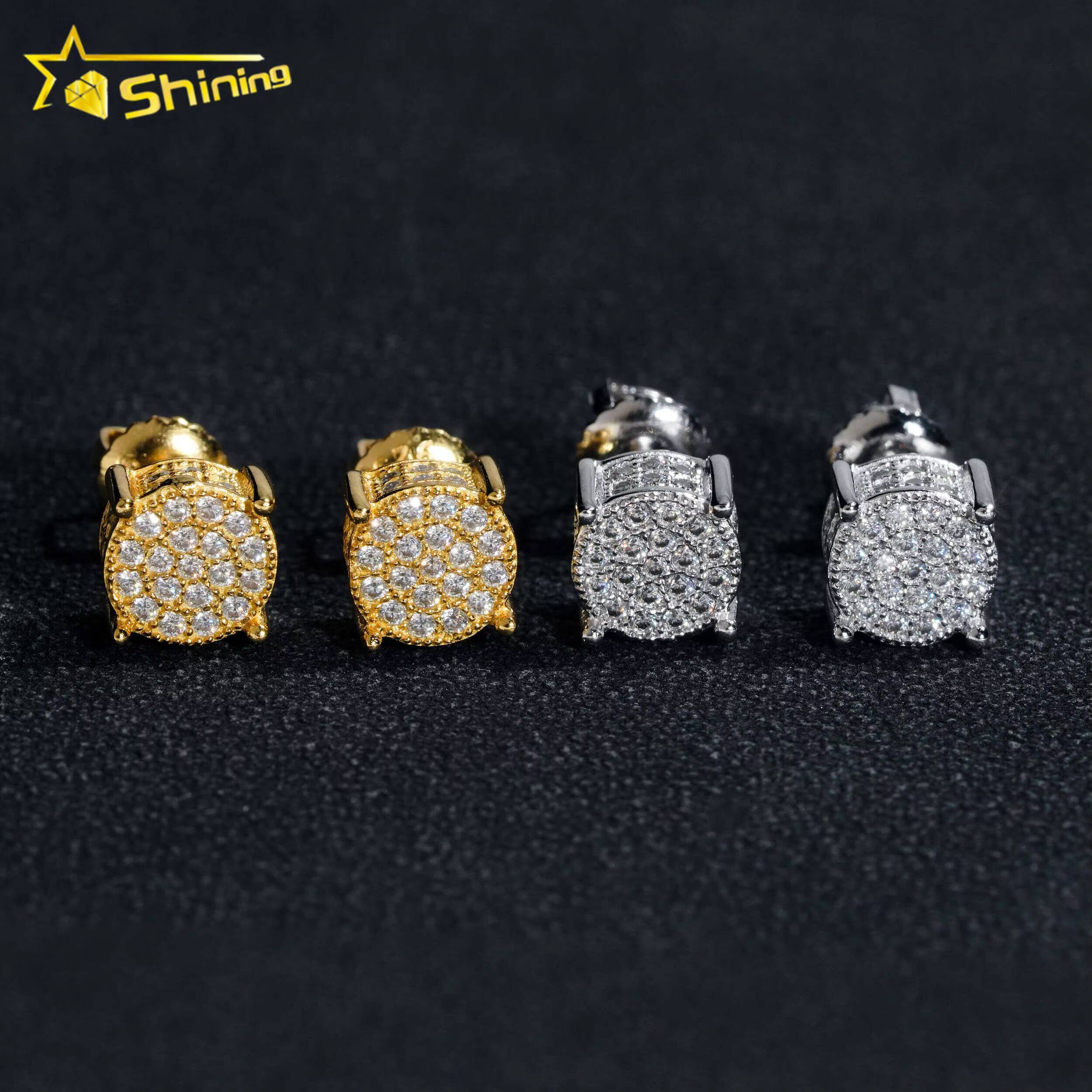 Hip Hop Jewelry 925 Sterling Silver Moissanite Diamond Earrings GRA Certificate Diamond Stud Earrings Screw Back