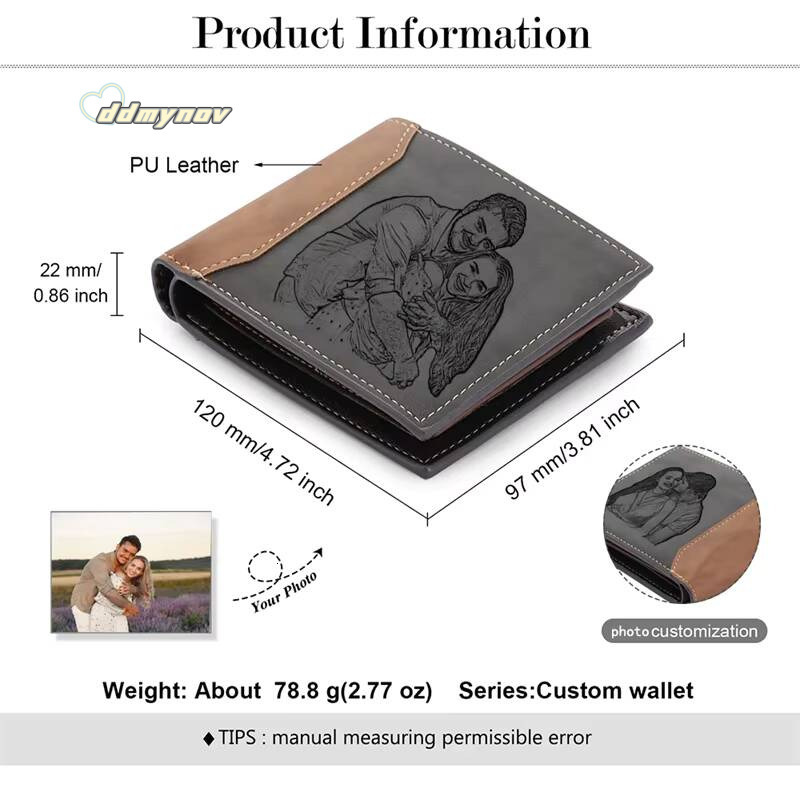 Custom Name Picture Card Holder Anniversary Birthday Gifts Men Gift for Husband Fathers Day Bifold Wallet ddmynov