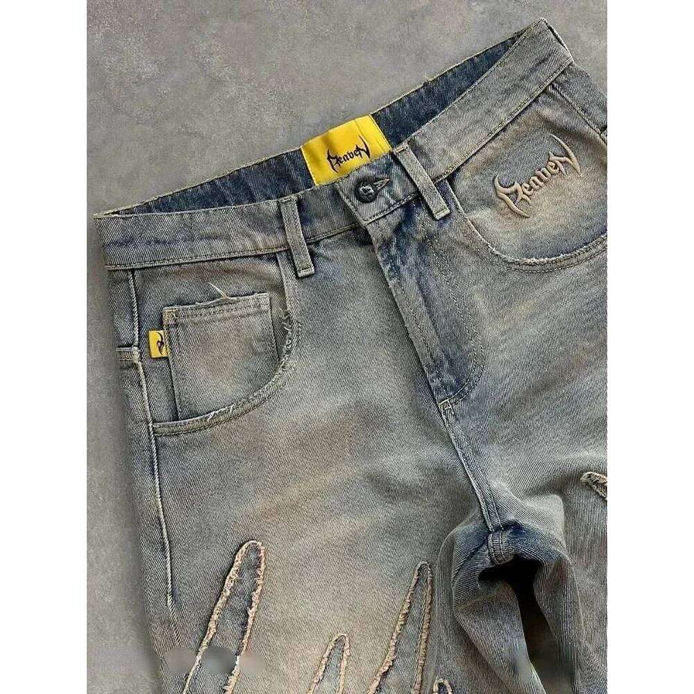2024 American New Fashion Patch Baggy Casual Jeans For Men And Women Y2k Street Haruku High Waist Wide Leg Denim Trousers