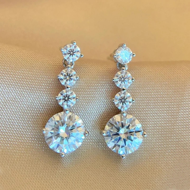 Real Long Tassel Earrings For Women Orginal 925 Silver Plate Pt950 3CT Lab Diamond Beating Heart Earring With GRA 250716