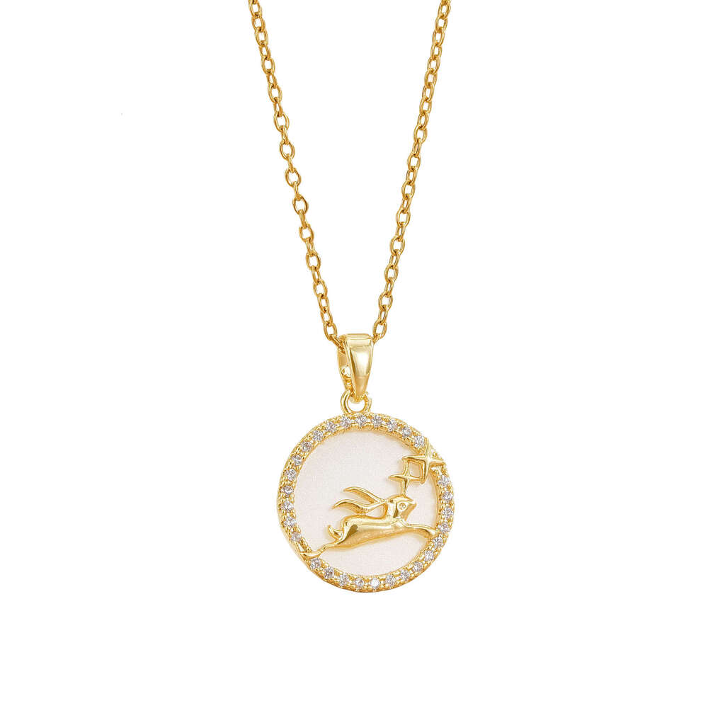 Tiktok Internet Celebrity Live Rabbit Necklace For Women, Minimalist Style, High-End Clavicle Chain, Round Pendant Jewelry Cf2