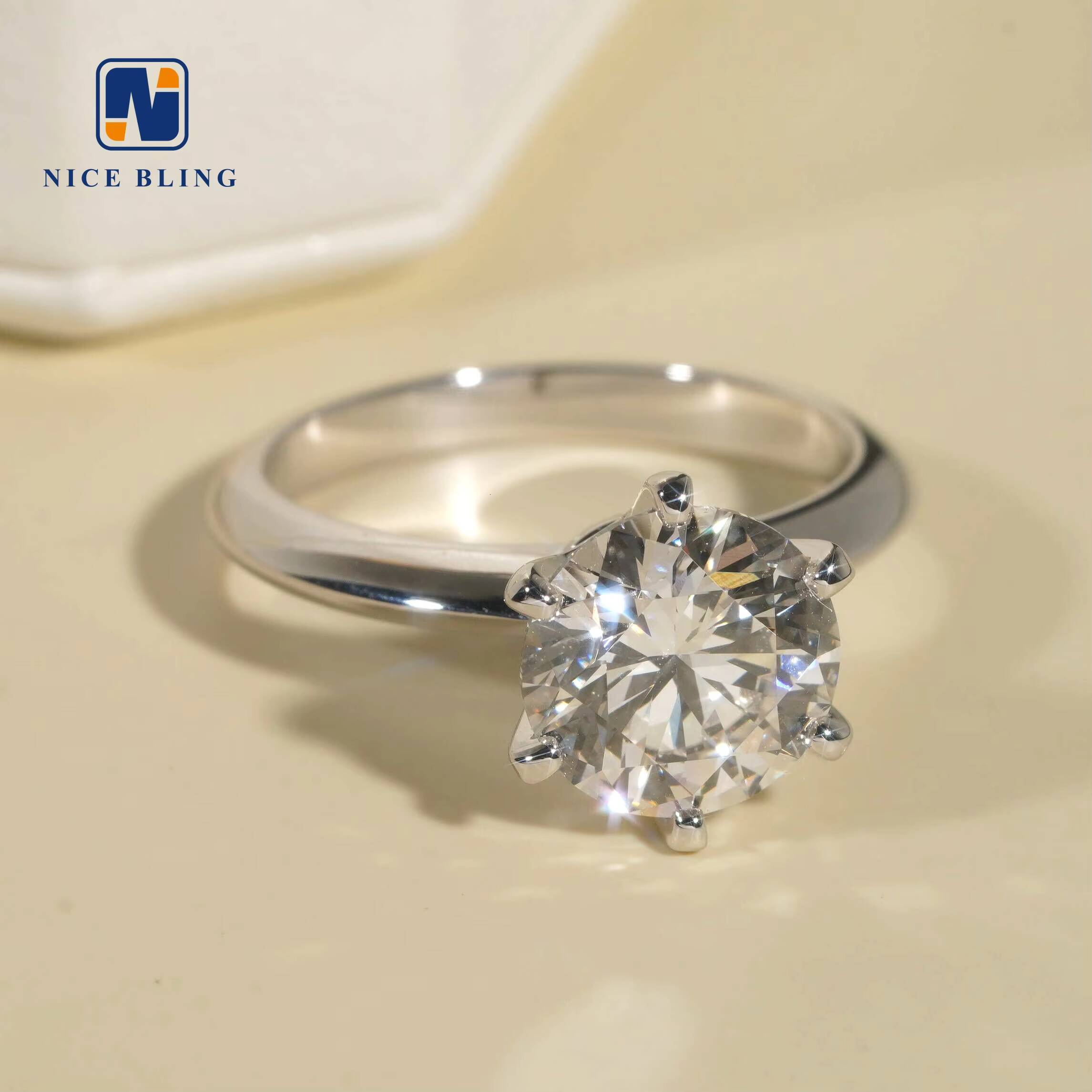 14K White Gold Diamond Women Rings Classic 6 Prongs Setting VVS2 G Color 1.5ct Lab Grown Diamond Engagement Rings Fine Jewelry
