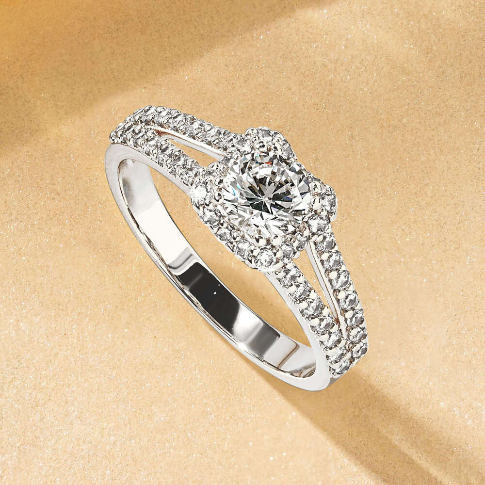 Square Bauhaus Inlaid Imitation Moissanite For Women Cross Arms Light Luxury High-End Zircon Ring Ad1