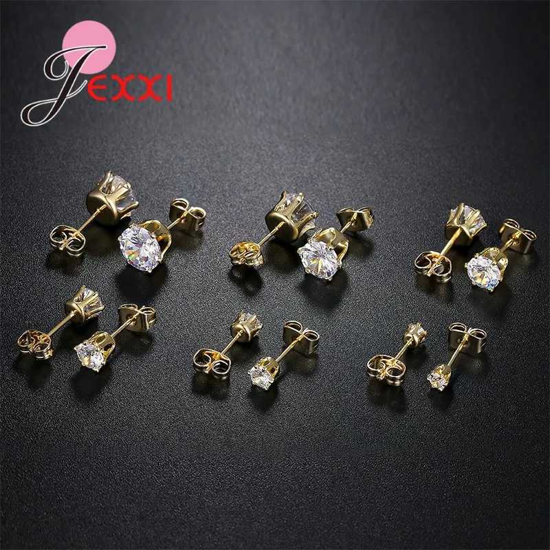 6 Pairs 3/4/5/6/7/8MM Mixed Sizes 925 Silver Needle Rhinestone Claw Setting Simple Classic Stud Earrings for Men Women Girls Boys y250715
