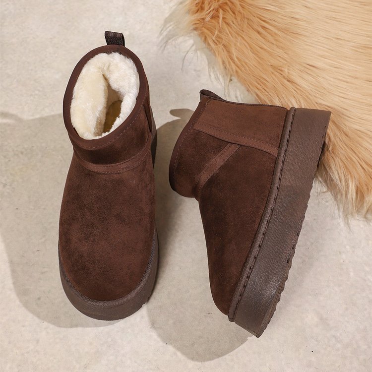 Free delivery designer fashionable plus size European and American winter new style big toe snow boots with thick sole and plush thickening black