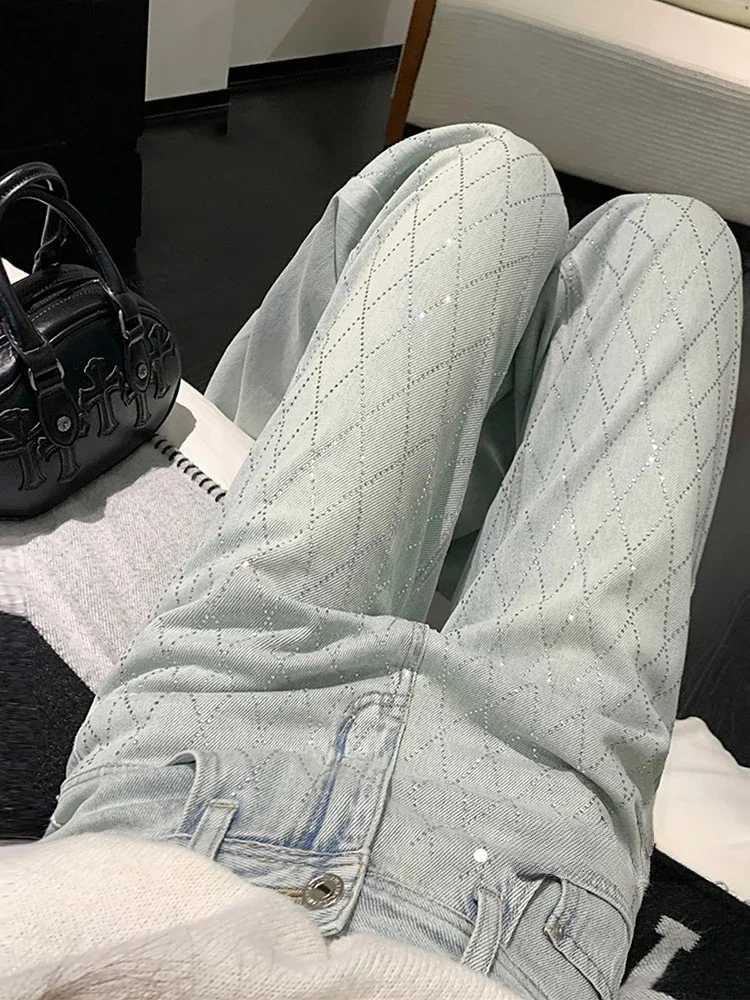 Women Blue Baggy Plaid Jeans Vintage Y2k Cowboy Pants Harajuku Aesthetic Denim Trousers Trashy Japanese 2000s Style Clothes 2024 R250716
