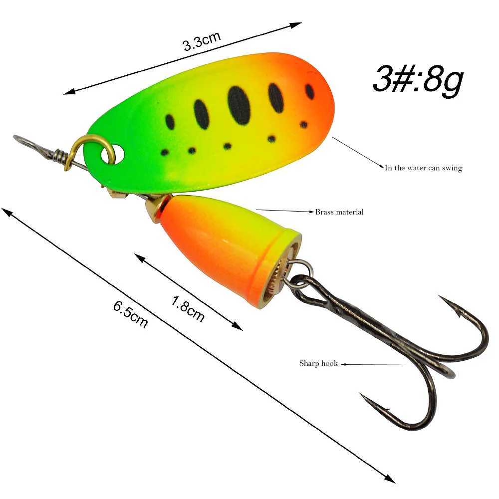 Fishing Lure Spinner Bait Copper Bell Artificial Metal Lures 8g Compound Baits Rotation Sequins 1 Piece SALE Z250717
