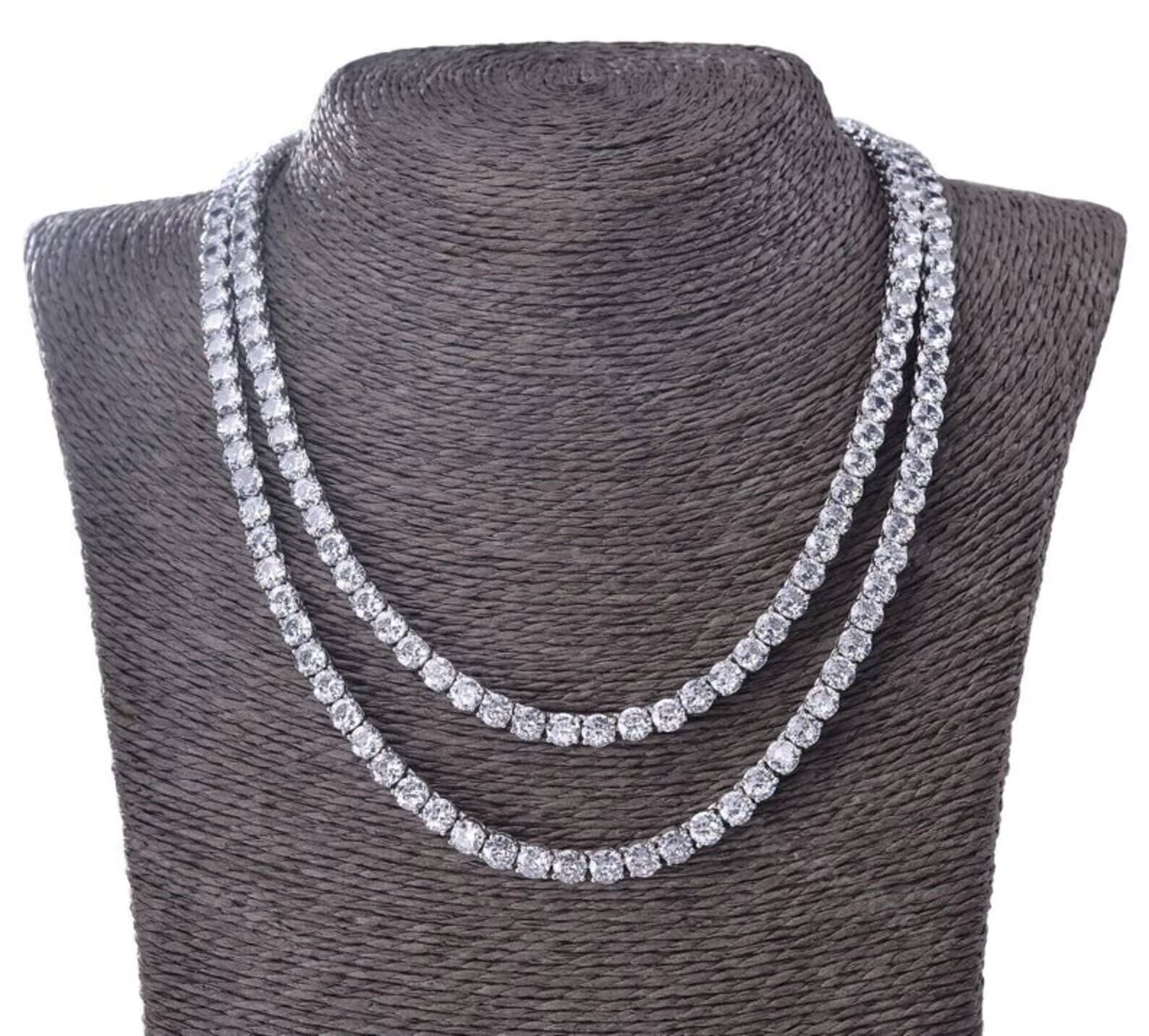 Hip Hop Diamond Necklace Shinning 925 Sterling Silver 6.5mm Flawless D Color VVS Lab Diamond Moissanite Tennis Chain
