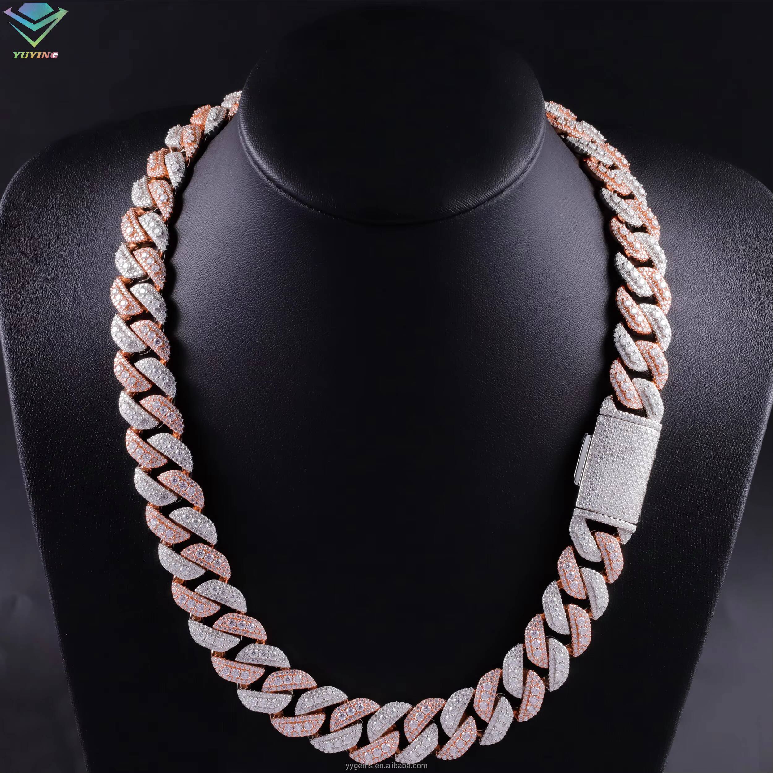 Hip Hop Chain 18mm Iced Out VVS Moissanite Diamond Necklace 925 Solid Silver Cuban Link Chain for Men