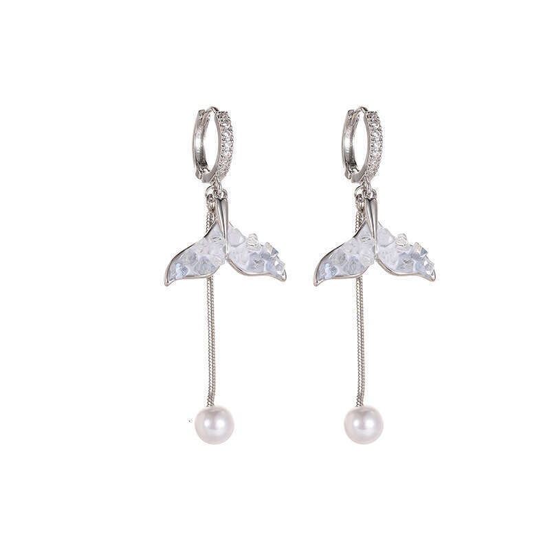 Fish Tail Bead Tassel Fashionable Elegant Face Slimming Versatile Light High-end Earrings Trendy Women