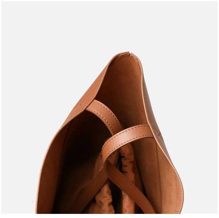 UBELLIN Dia Foldable Bucket Lady Design Thread Shoulder Large Capacity Leather Tote Bag Women Commuting Bags