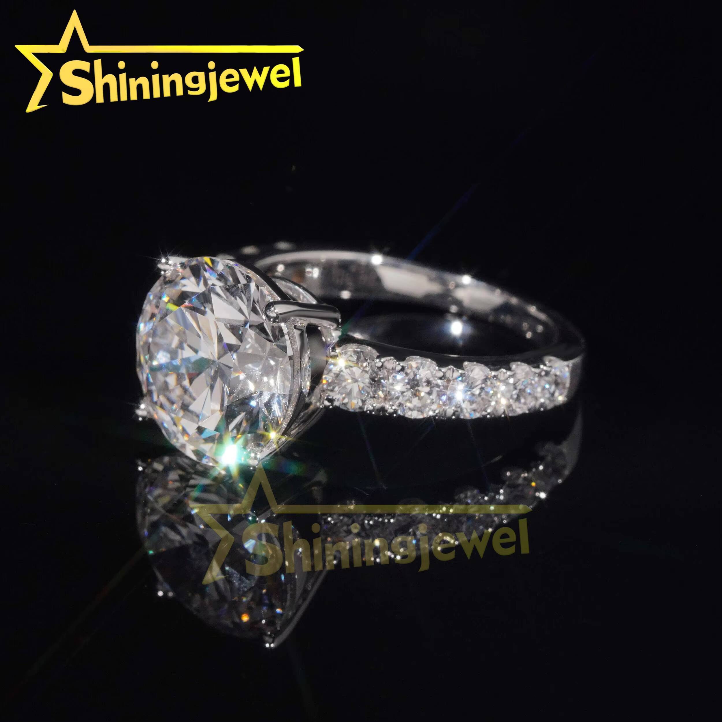Customized 5carats Lab Diamonds10K 14K 18K Solid Gold GRA Moissanite Pass Diamond Tester Pave Band Wedding Rings Fine Jewelry
