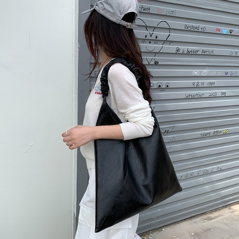 Tote Bag Premium Sense Versatile Women's Bag Pleated Design Shoulder Bag