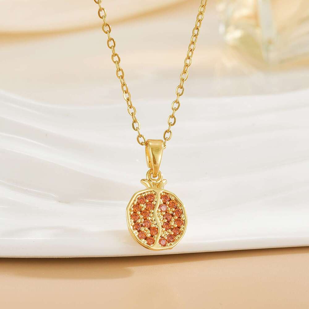 Jewelry Necklace Wine Red Garnet Pendant Women Versatile Korean Fashion Personality Choker 172