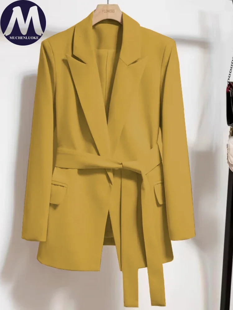 Blazer Woman Spring Autumn Korean Fashion Long Sleeved Lace Up Blazers Coats Casual Loose Womens Office Blazer Tops 250715