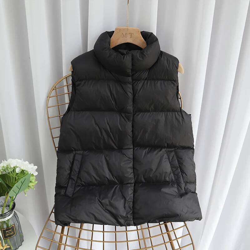Janveny Winter Autumn Women Ultra Light Vest Casual Slim Waistcoat 90% White Duck Down Gilet Female Puffer Jacket Plus Size MDNG