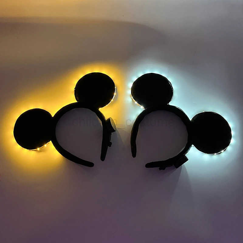 Disney Lovely Glowing Mouse Ear Headband Luminous Light Up Hairband For Girls Neon Headwear Cosplay Hair Band Hair Accessories H251217