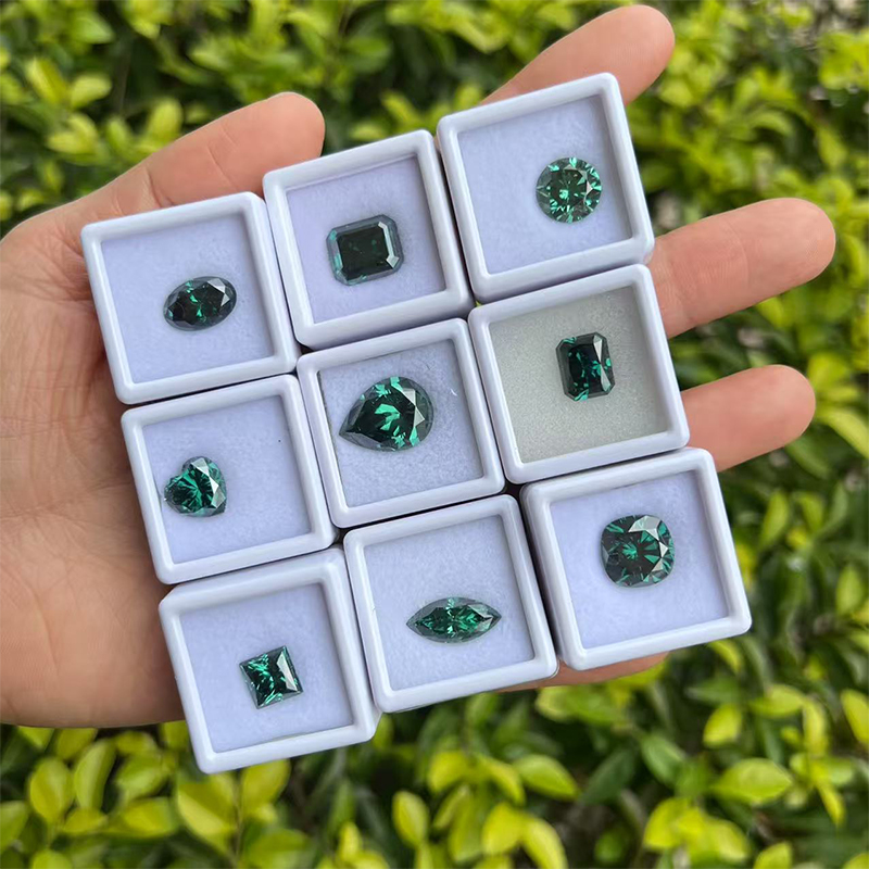 Factory Sale Original Color Green Moissanite Brilliant Cut Various Shapes 0.1ct to 10ct High Quality VVS1 Clarity Loose Moissanite for Fashion Jewelry