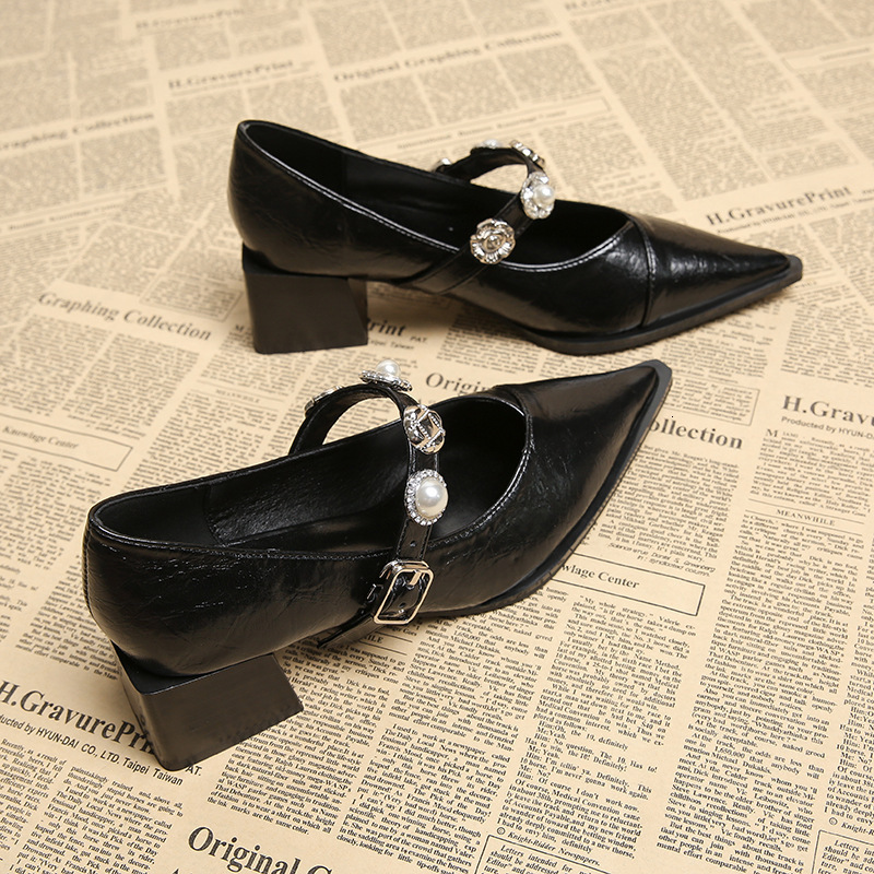 1665-5 Comfortable High Heels with a Sense of Sophistication, 2025 New Shallow Mary Jane Versatile Single Shoes ddmysaturn