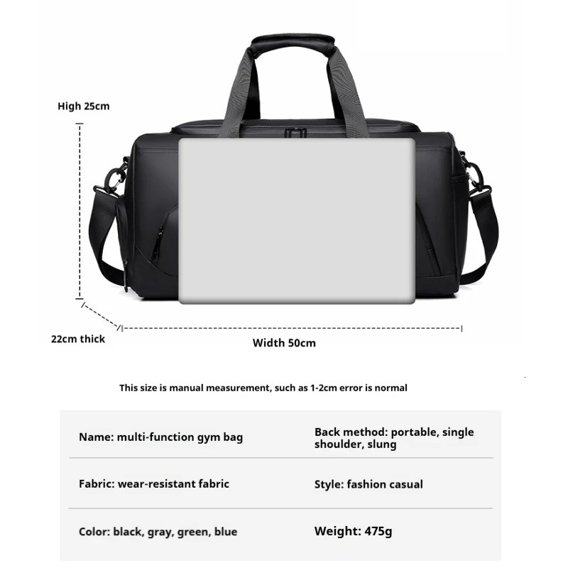 Sports Gym Bag Large Capacity HandbagPortable Travel Duffel Bag Multi-compartment with Shoes StoragePerfect for VacationGym 250714