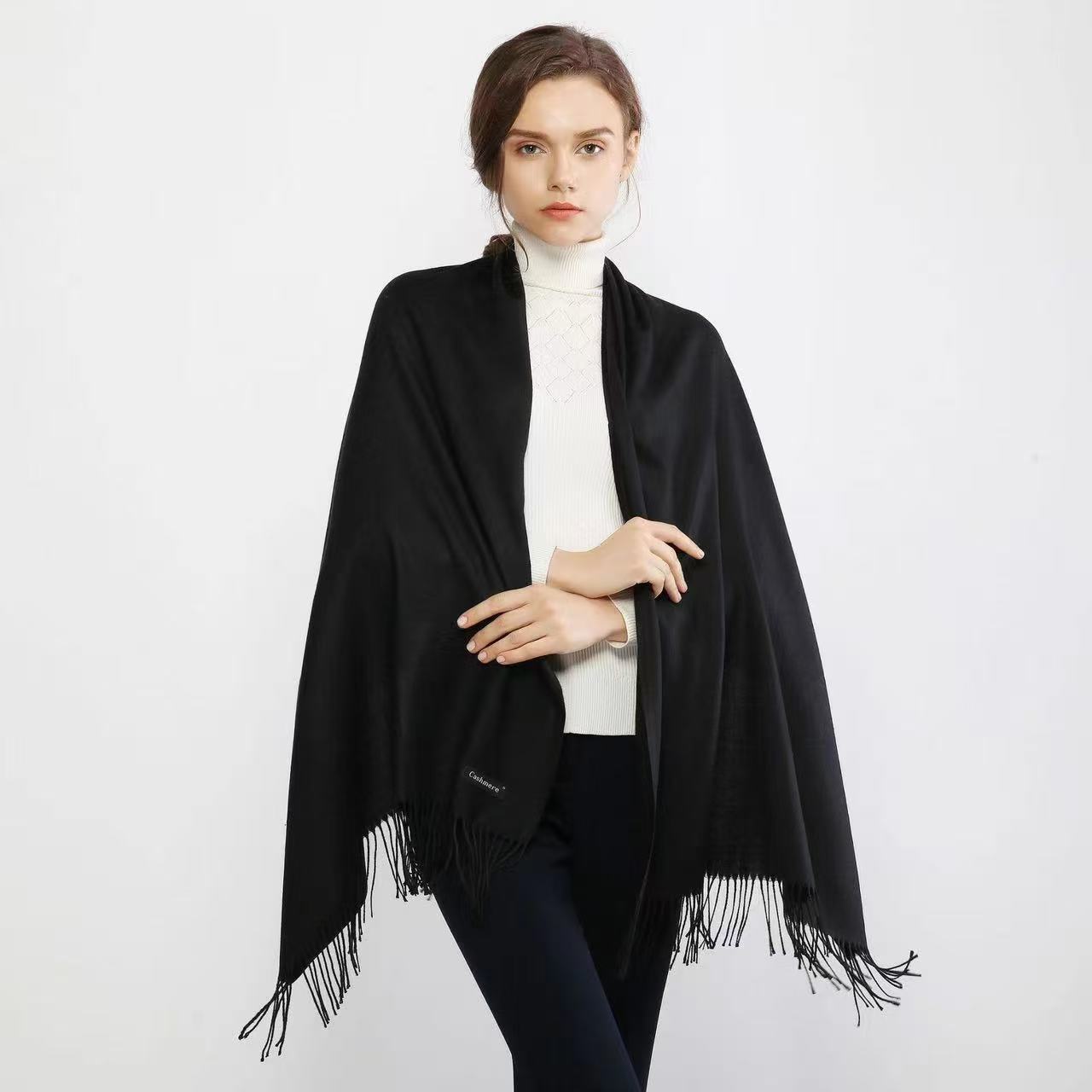 K1378 Pure color imitation cashmere gift scarf thick versatile shawl warm outer wear travel dual purpose