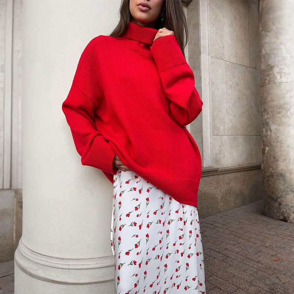 Floral Spring Elegant High Waist A-Line Mermaid Cherry Print Midi Skirt B5