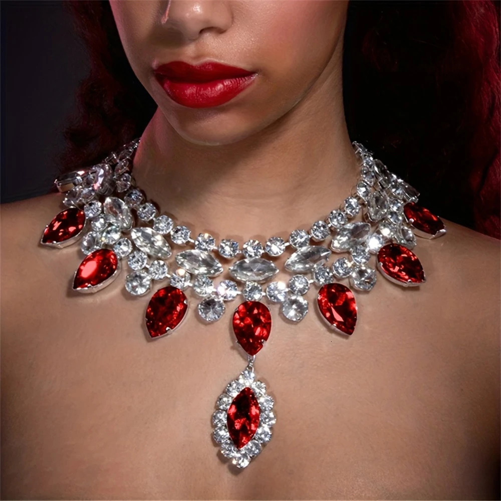 Sparkling Crystal Fashion Multi layered Pendant Womens Necklace Colorful Gemstone Necklace Bridal Wedding Accessories 250716