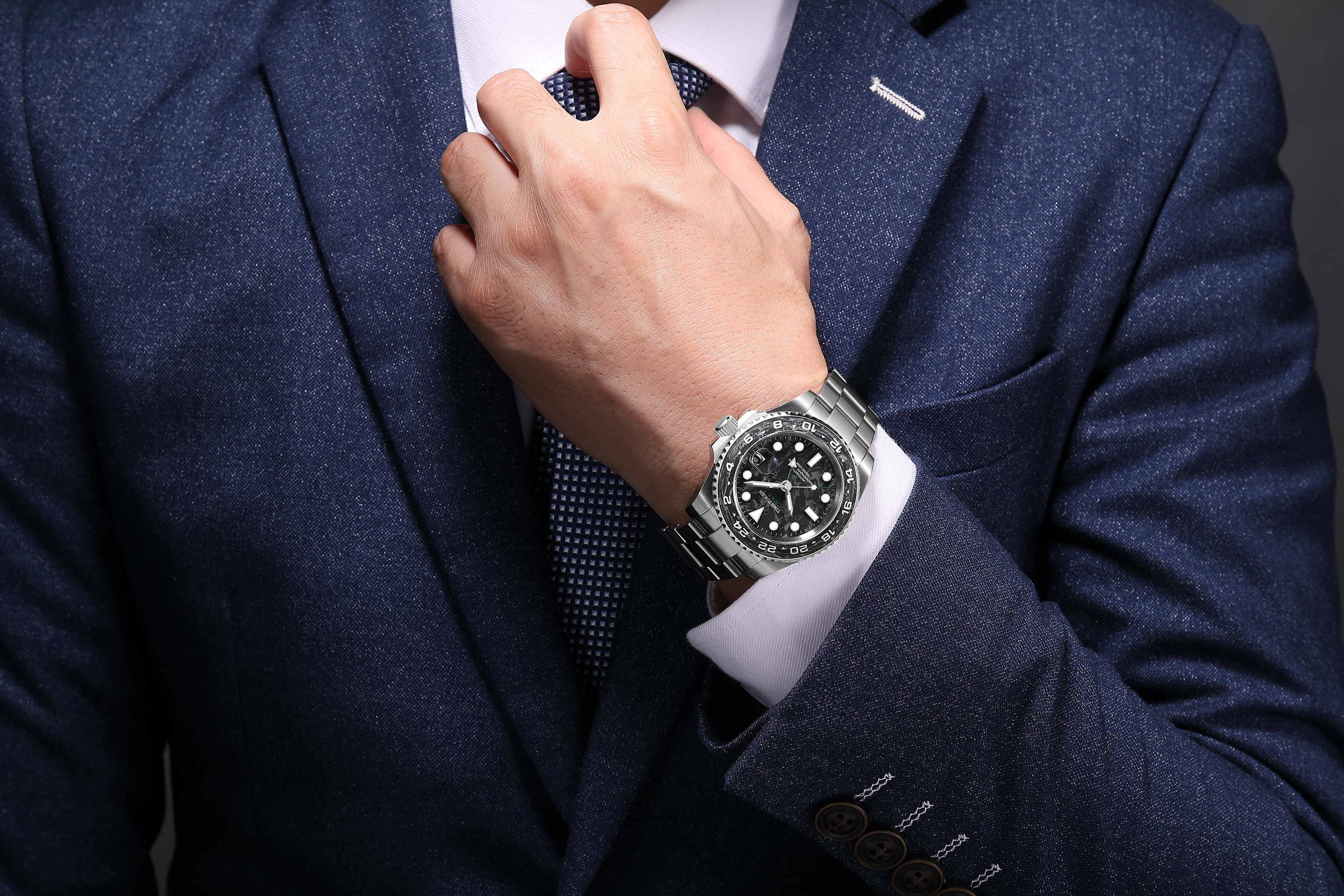 TIME TOKEN 2025 40mm Mens Carbon Fiber Automatic Watch Luxury Divers 100m Water Resistant T454BGS