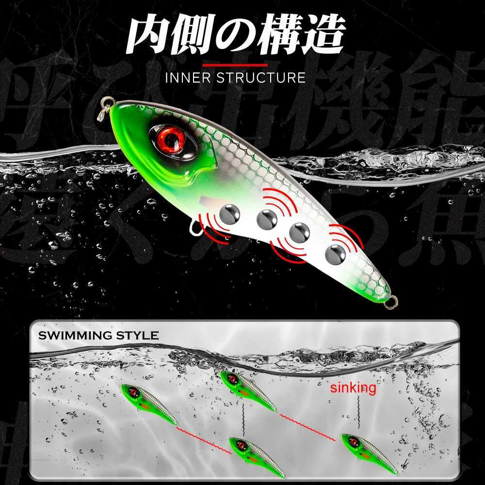 Hunthouse Jerkbait Loud Sound Pencil Baits Pike Lure Slow Sinking Artificial WobbLErs Pesca LEUrre Perch LW129 Z250717