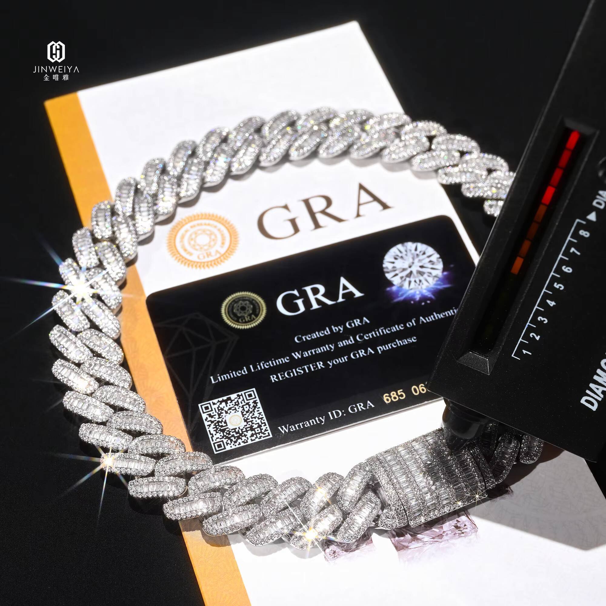 925 Silver VVs Moissanite 18mm Setting Baguettecz Miami Cuban Chain Necklace for Men Iced Out Heavy Cuban Link Chain Necklace