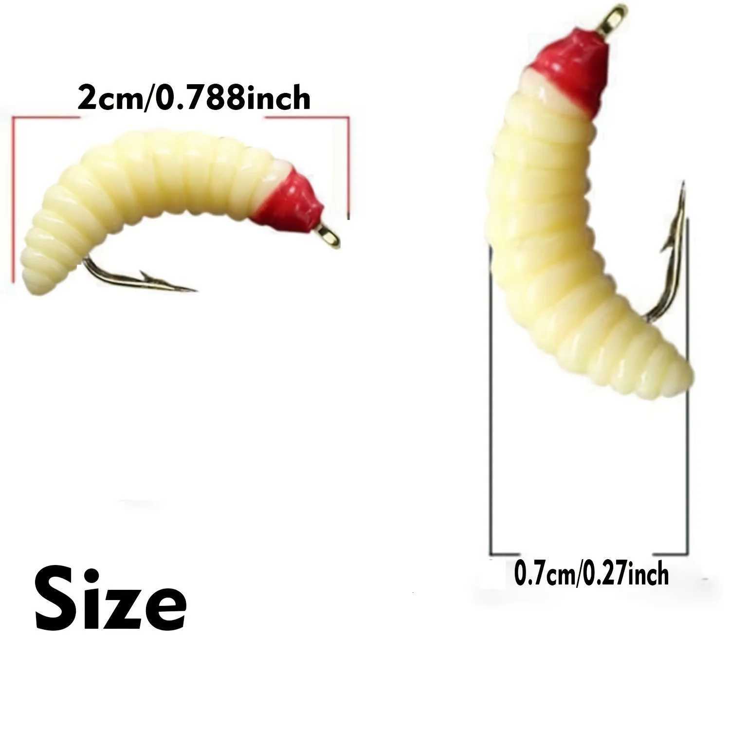 10pcs Soft Maggot Baits with hook Fake Bread Worms Artificial Wax Worms Gross Plastic Worms for Freshwater Z250717