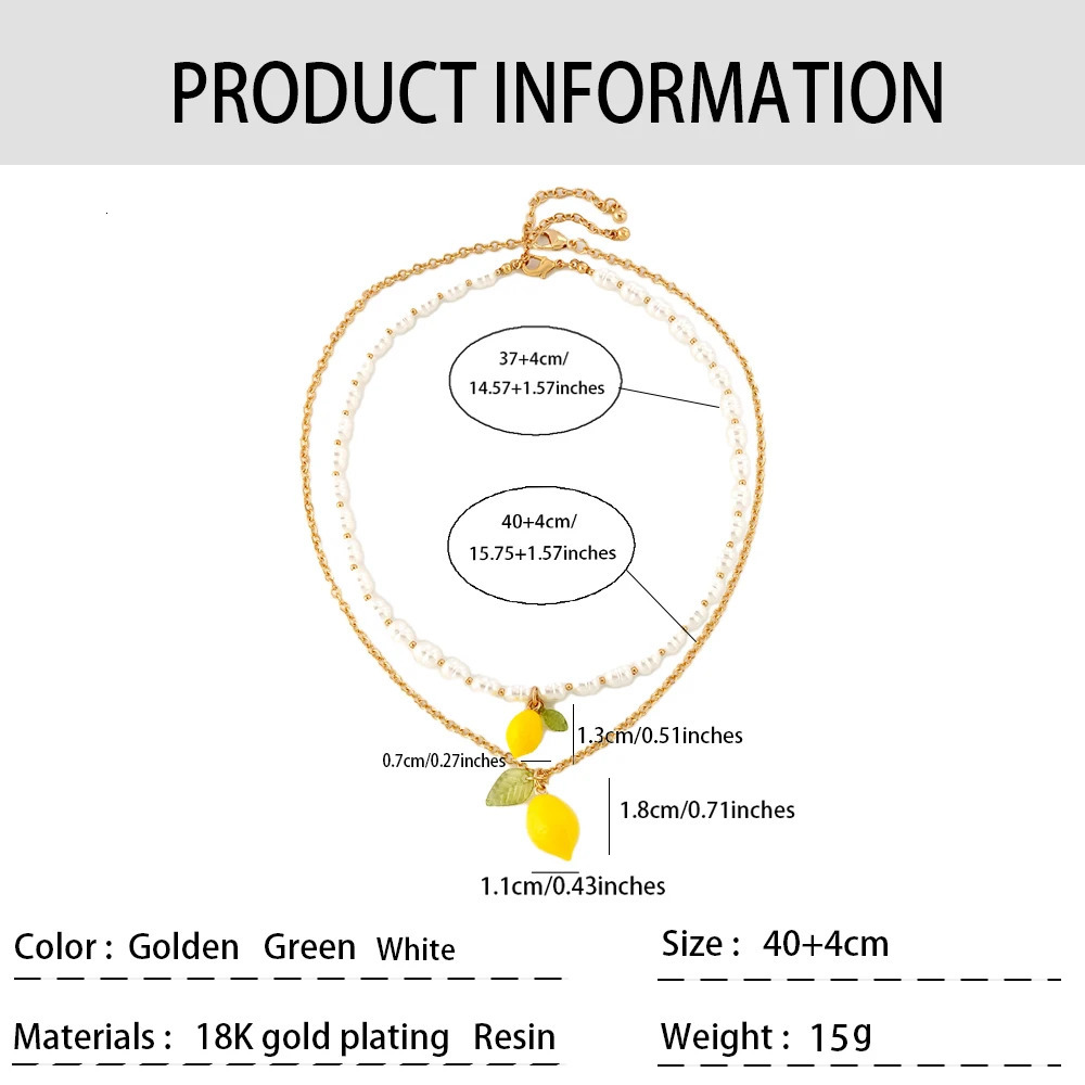 Y2K Colorful Lemon Charm Pearl Necklaces For Women Summer Pastoral Beaded Cute Funny Creative Jewelry 250715