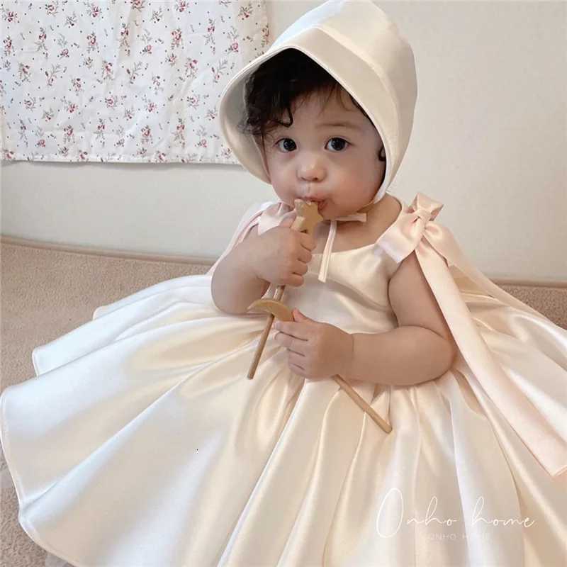 Baby Girl Flower Dress Kids Birthday Baptism Dresses For Children White Ball Gowns Girls Boutique Party Wear Elegant Frocks Z250716