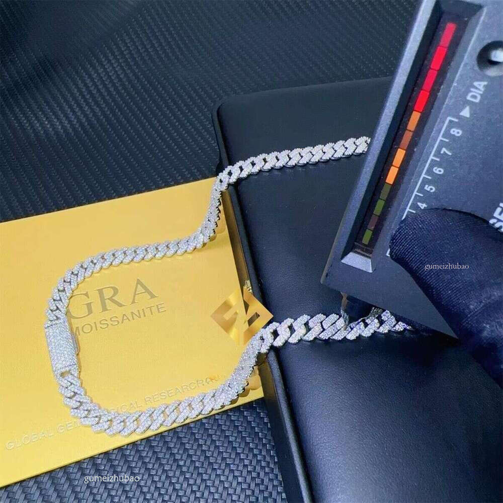 Top jewelry bracelet8mm Two Rows Pass Tester Iced Out Hip Hop VVVS1 Silicon Stone Cuban Chain NecklaceHip hop jewelry bracelet necklace