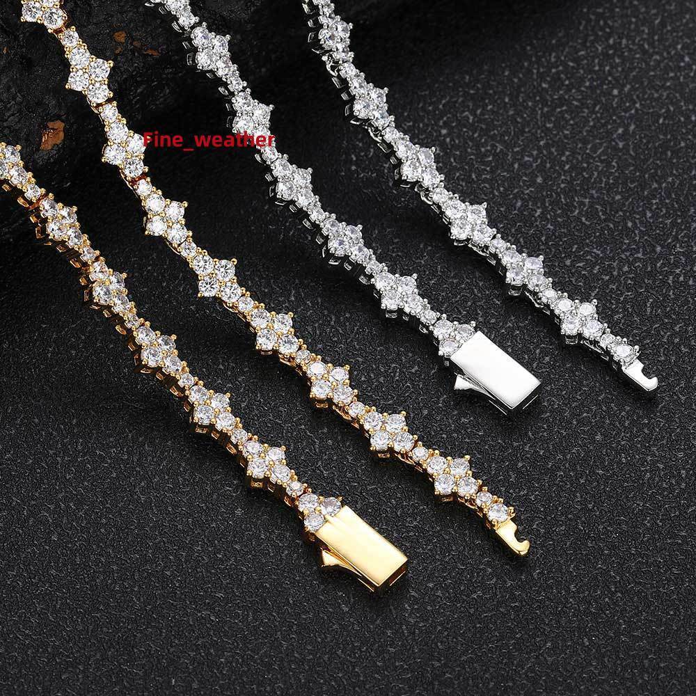 OEM Supplements Wholesale Bulk Custom Tennis Chain Necklace Gold Plated Jewelry for Men with Black Zircon