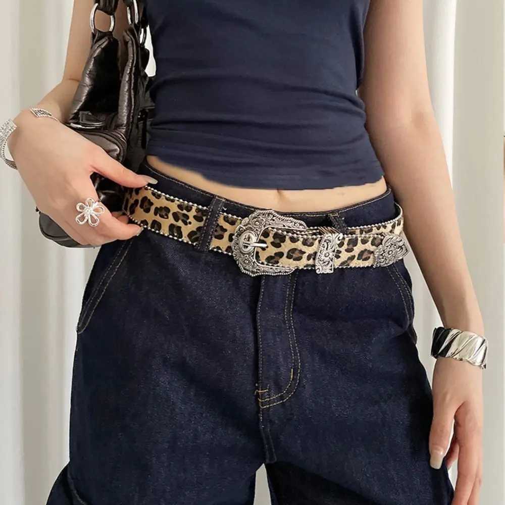 Fashion Designer Rivet Waist Belt Gothic Punk Style Leopard Print Belt American Y2K Womens Waist Belt Streetwear W250717