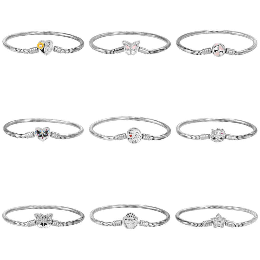 Creative Women's Heart Butterfly Zircon Snake Bone Basic Chain DIY Pendant Beaded Jewelry Bracelet 97B